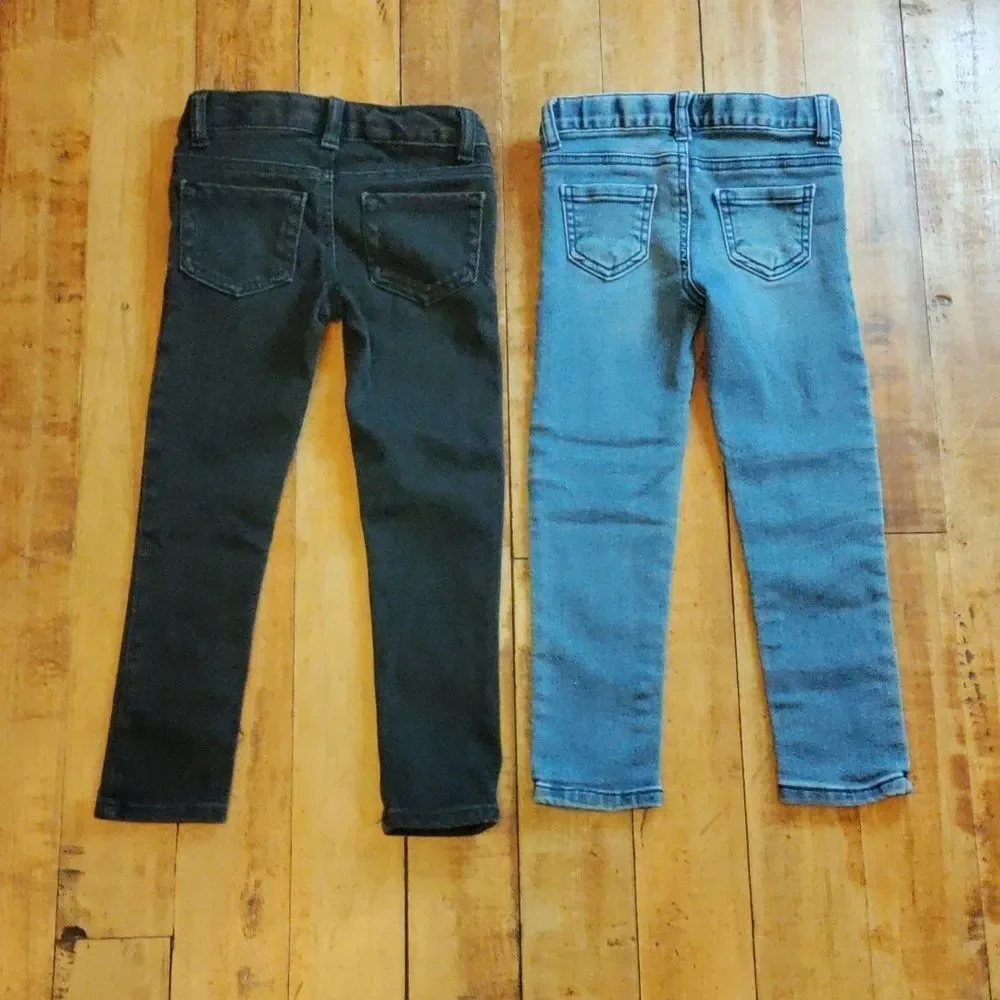 Cat & Jack Jeans 4T Skinny Black Denim Rainbow Embroidered Cotton